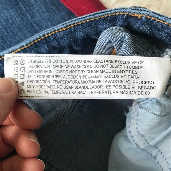 Forever twenty one red tuxedo stripe high rise raw hem cropped jeans Sz … - Picture 8 of 10